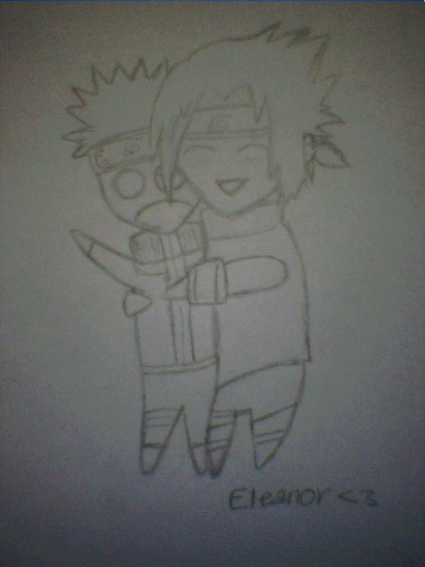Sasuke hugging Naruto :3