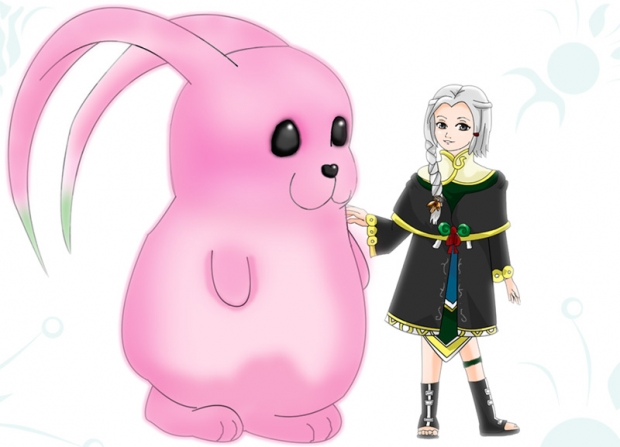 Black Tribe girl and bunny