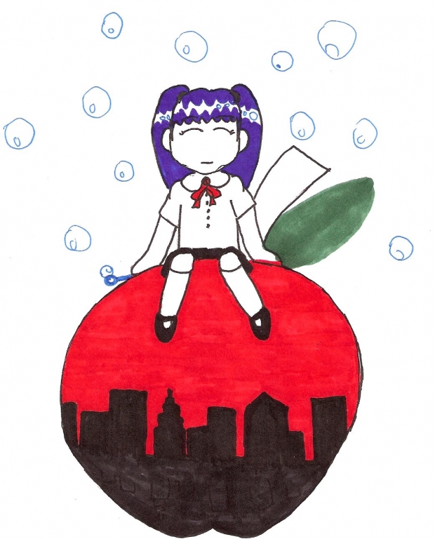 sitting on the big apple
