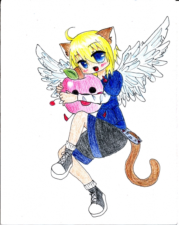 Neko hugging Ringo-kun