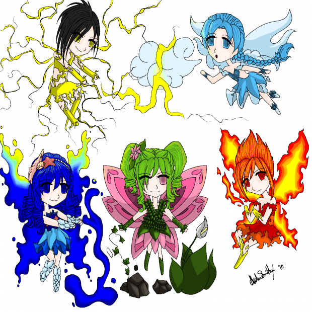 Chibi elemental fairies