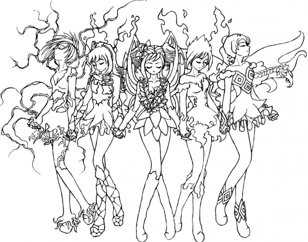 Elemental Fairies Lineart