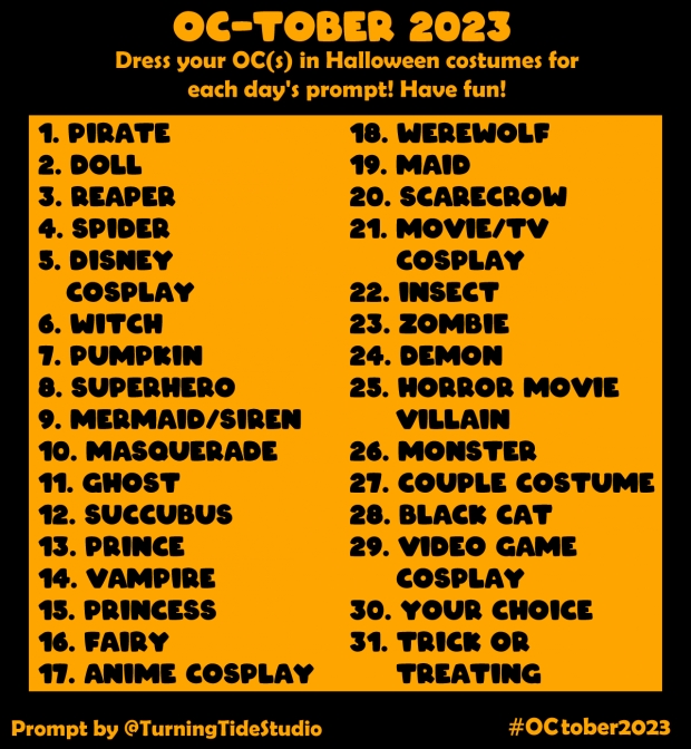 OC-tober 2023 Prompt List