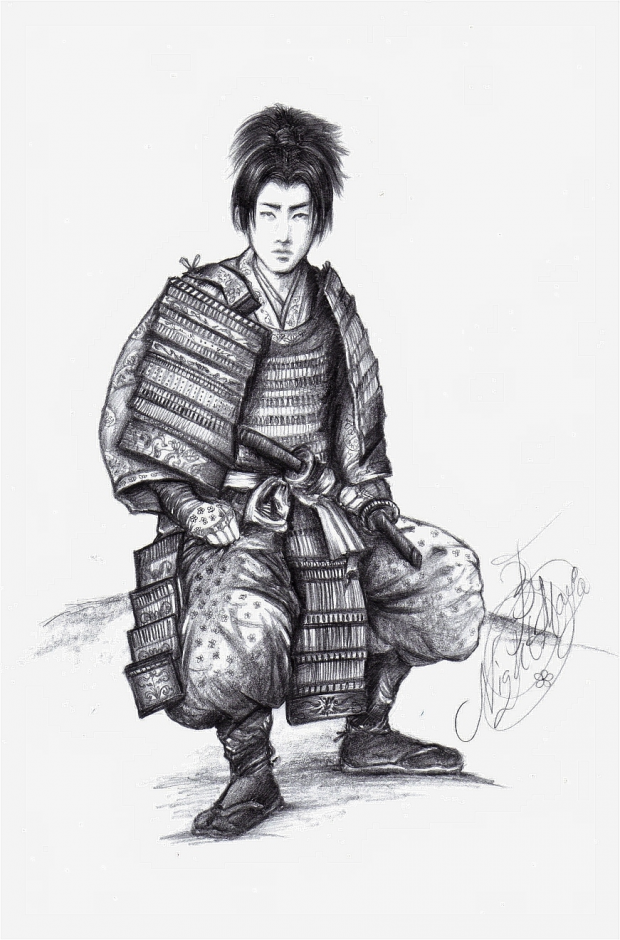 Samurai warrior-realistic sketch