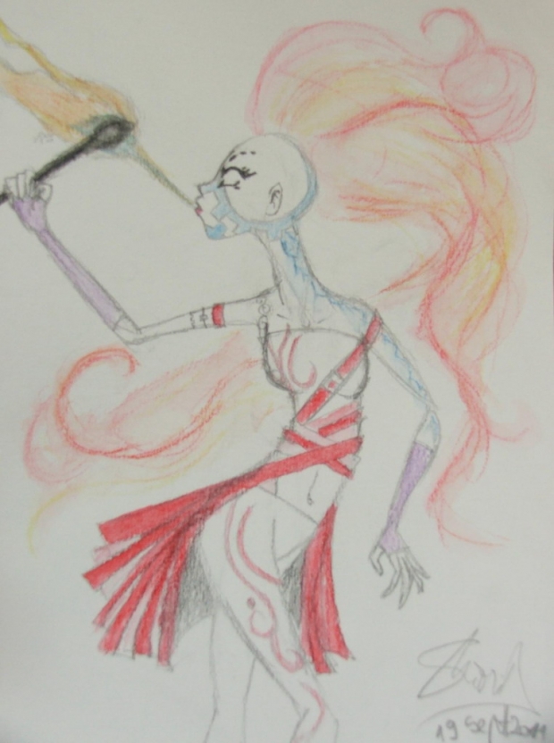 Girl playing with fire