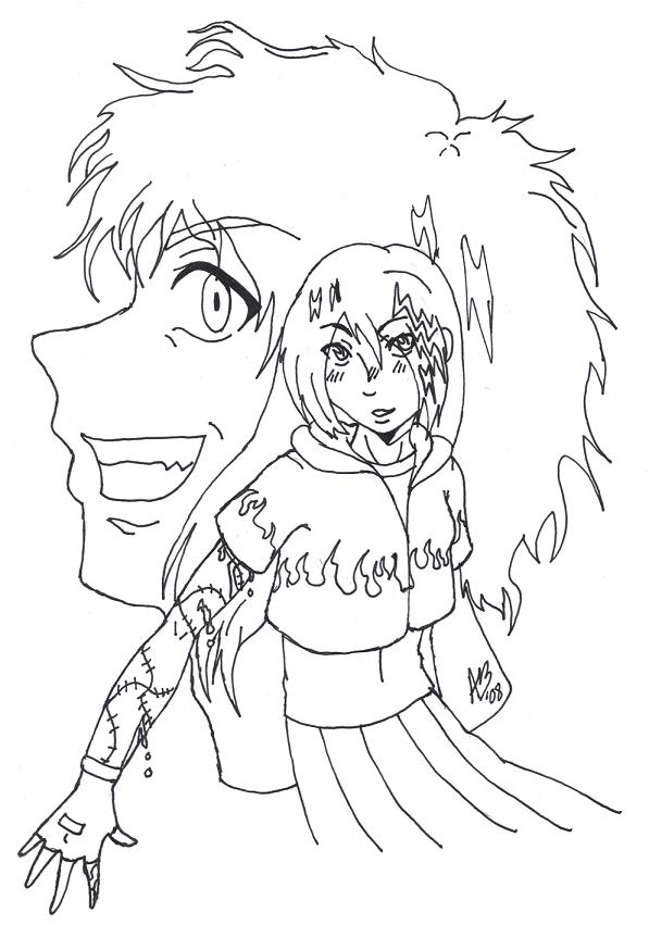 A Black Rose and Her Shadow (line art)