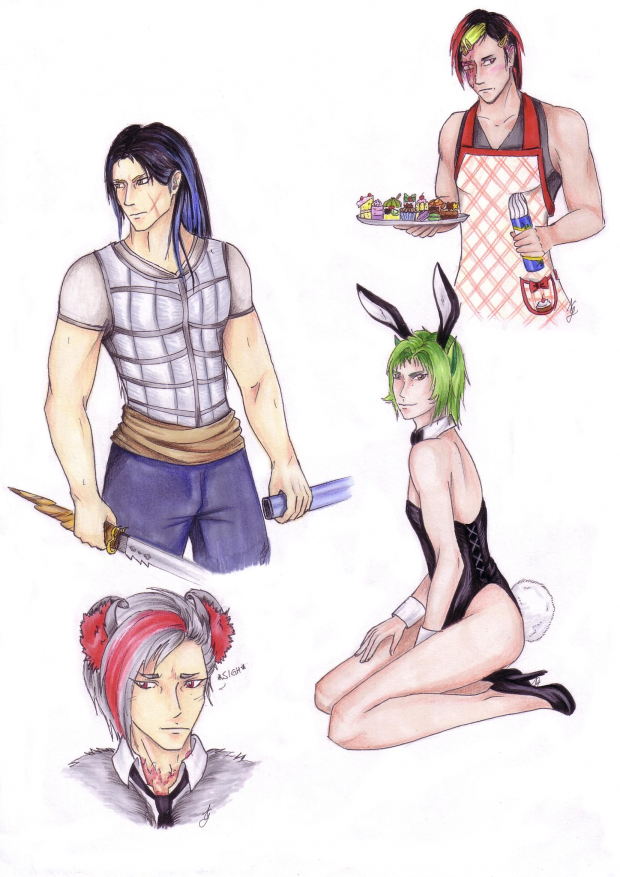 Gijinka Sketchdump (Franz, Kres, Ishida and Zedd)