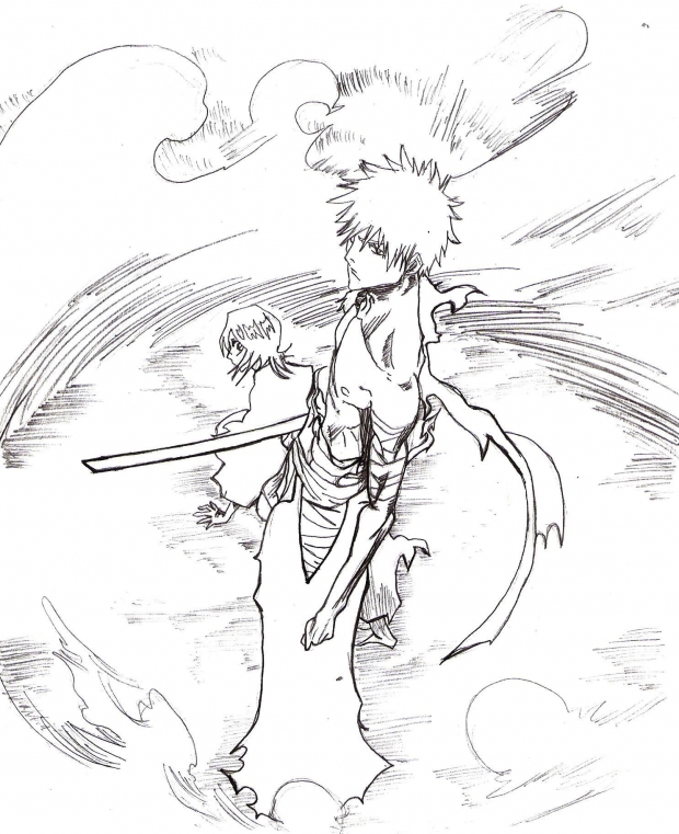 Ichigo to the rescue (un coloured)