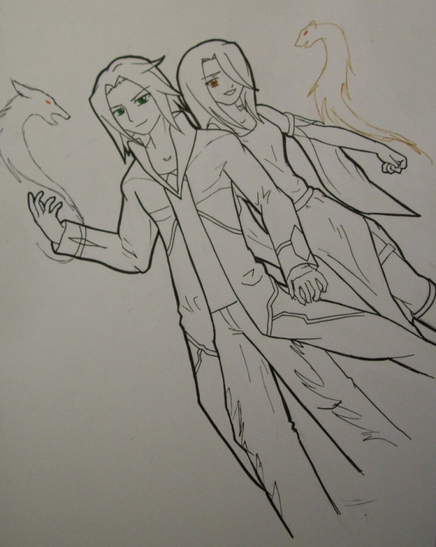 Anubis and Menhit Lineart