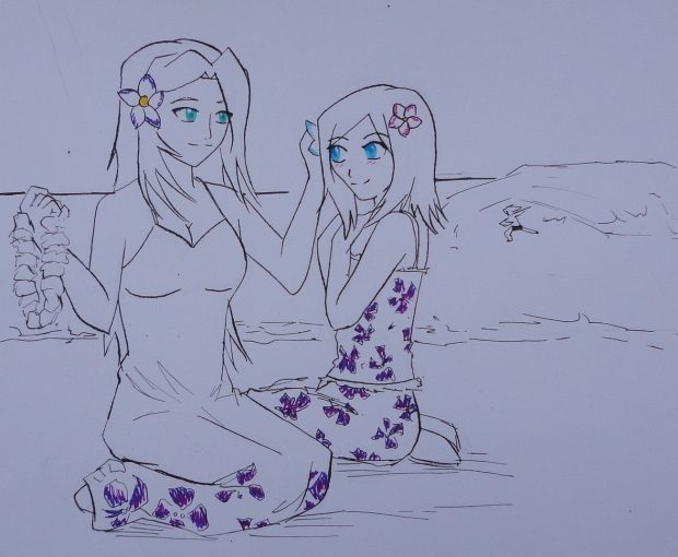 Hawaii Sketch - Roxanne and Kaira