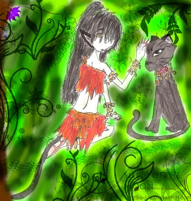 Wild girl with her cat