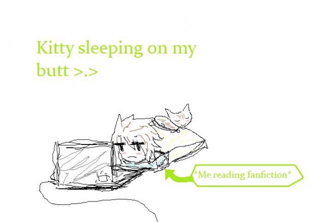 Kitty sleeping on my butt >.>