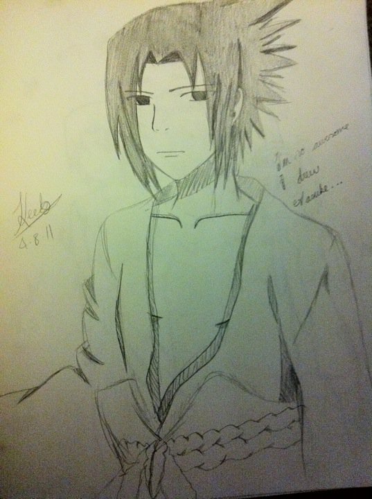 I'm cool, so I drew Sasuke.