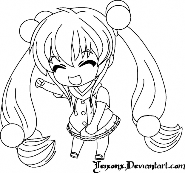 Kokonoe Rin chibi -lineart