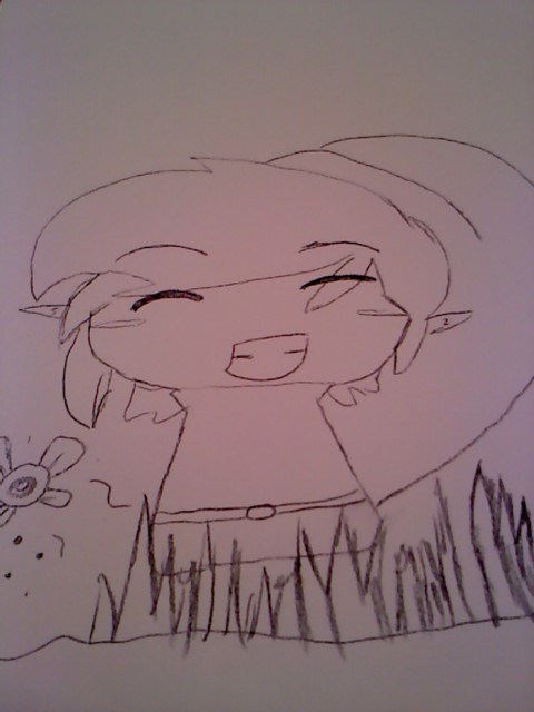 first attempt with charcoal pencils chibi link