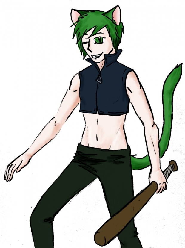 demon hunter neko with a bat