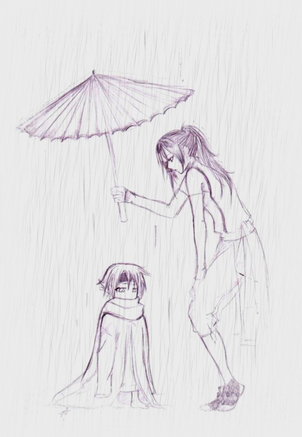 Under the falling rain
