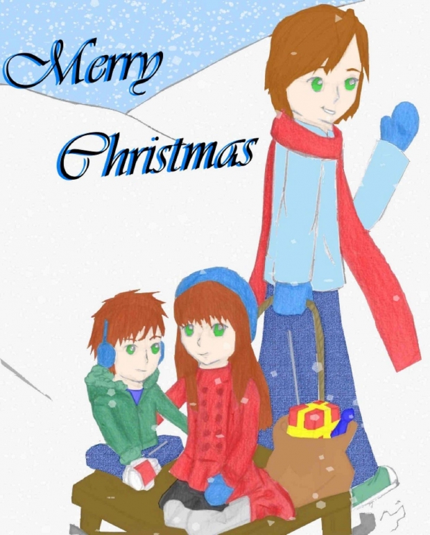 Merry Christmas - Children Sledding