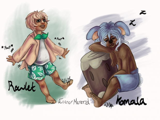 Pkmn SunMoon Gijinka - Rowlet & Komala