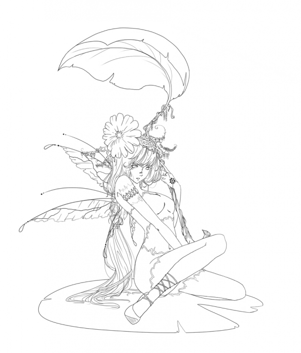 spring faery lineart
