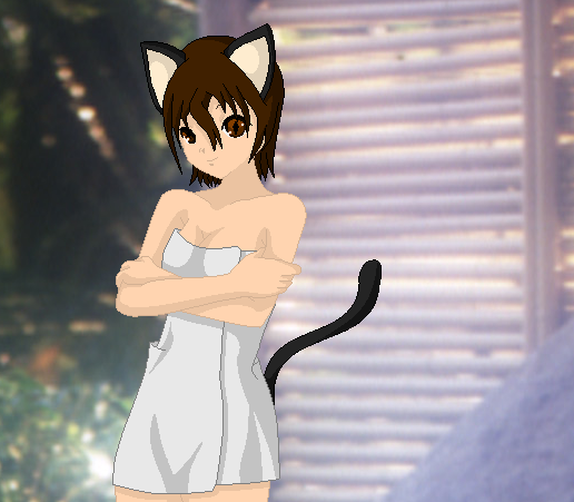Neko Shai-Chan at a Japanese Hot Spring