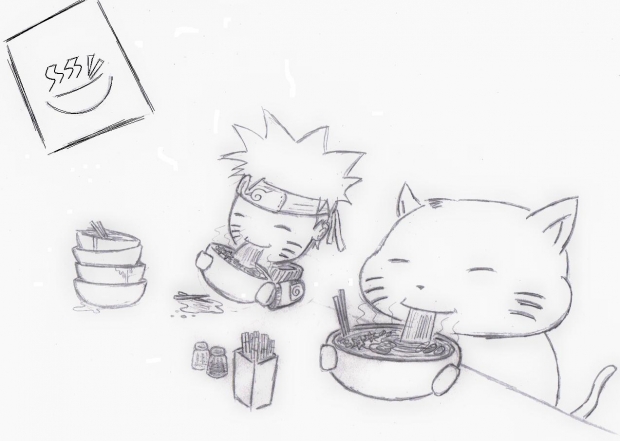 Chibi Naruto!! with cat o.o