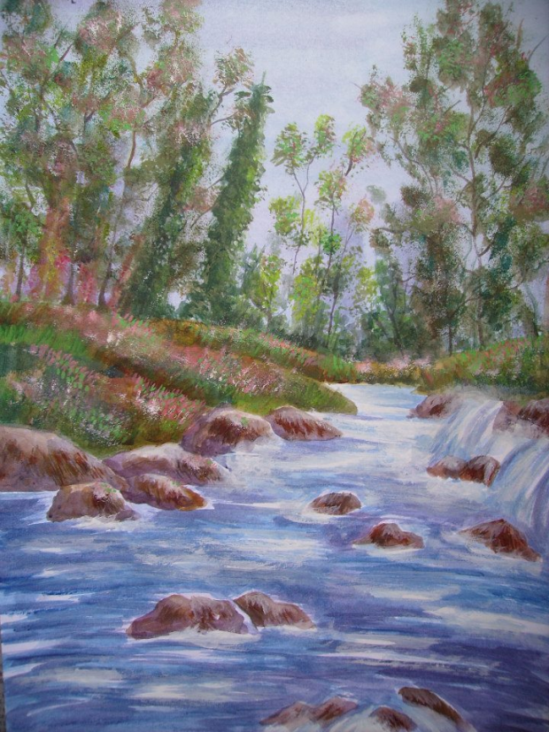 Tree And River Painting