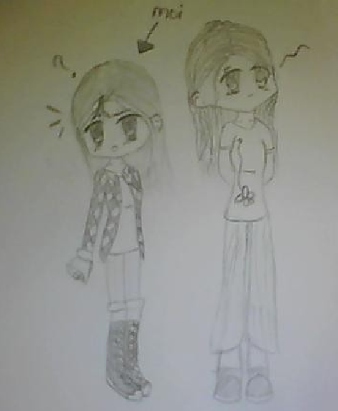 Super-stylized chibi moi and friend!