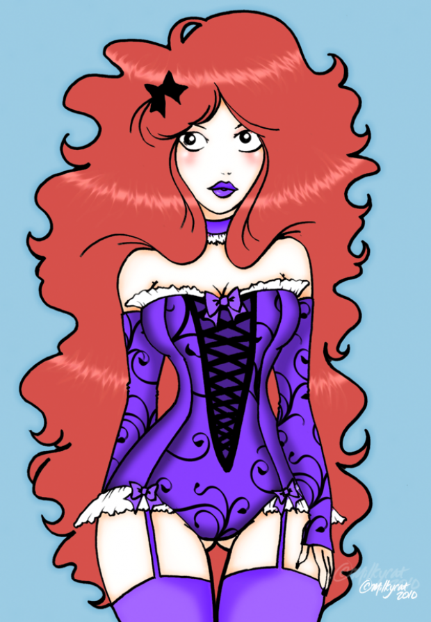 Red Hair Purple Corset