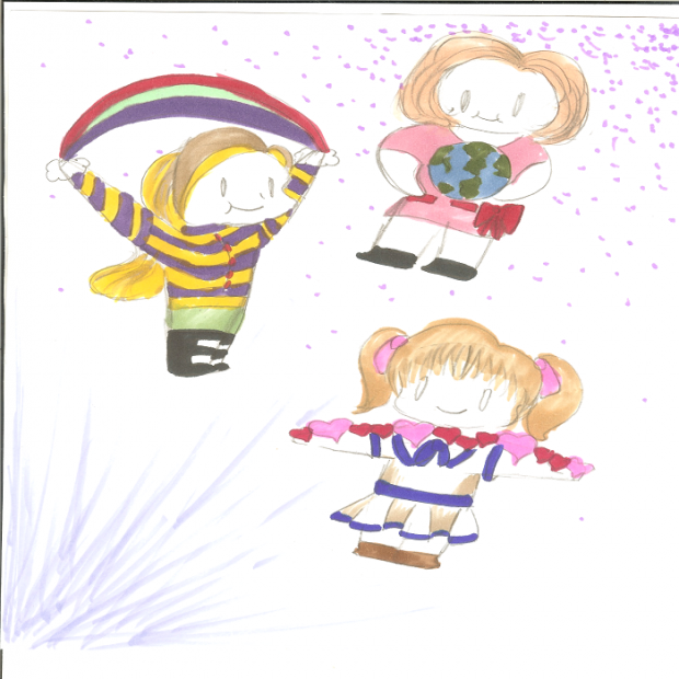 Rainbows and Hearts Chibis