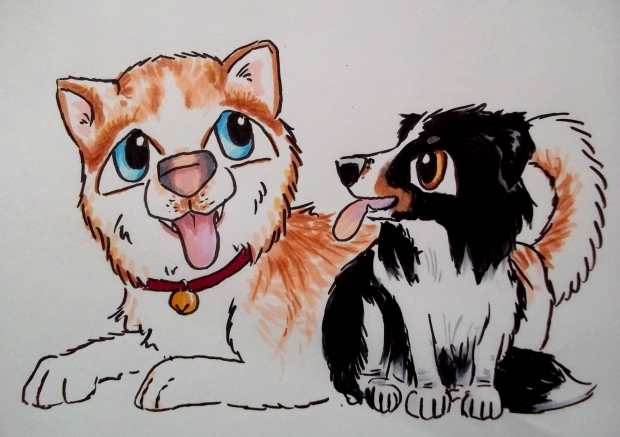 Shanook+Rhea - Husky+Sheltie Chibis