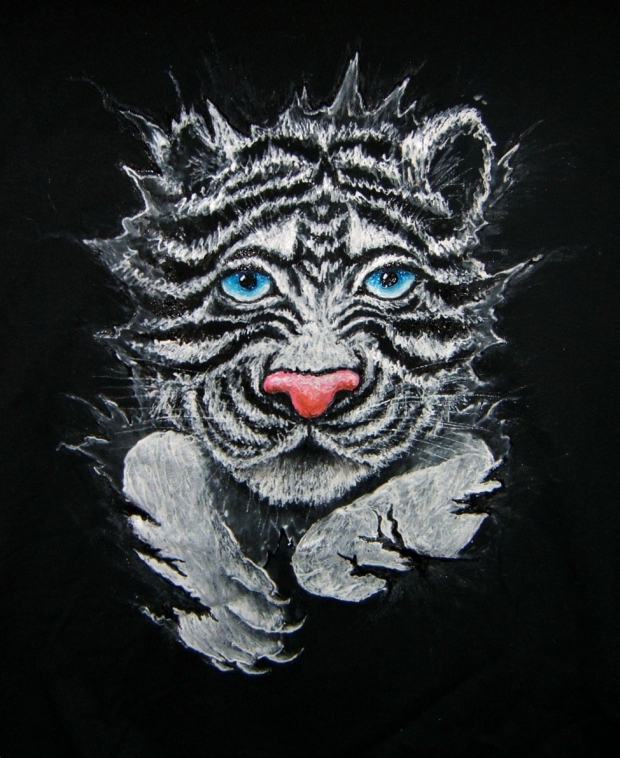 White Tiger fabric art