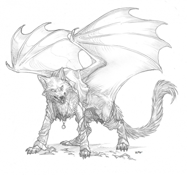 PENCILED winged wolf