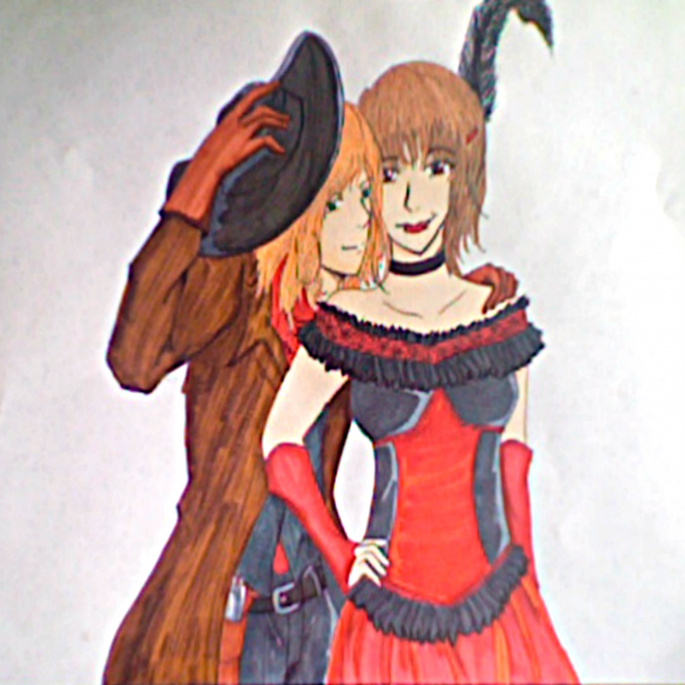 Cowboy and Saloon Girl