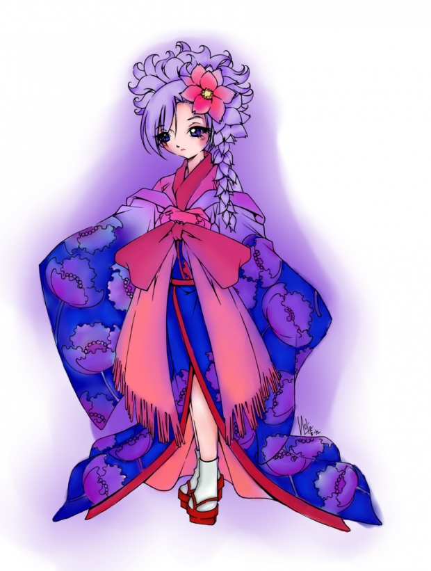 Kimono girl (Coloring page)