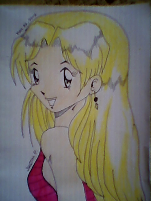 Yellow Manga Girl in Pink