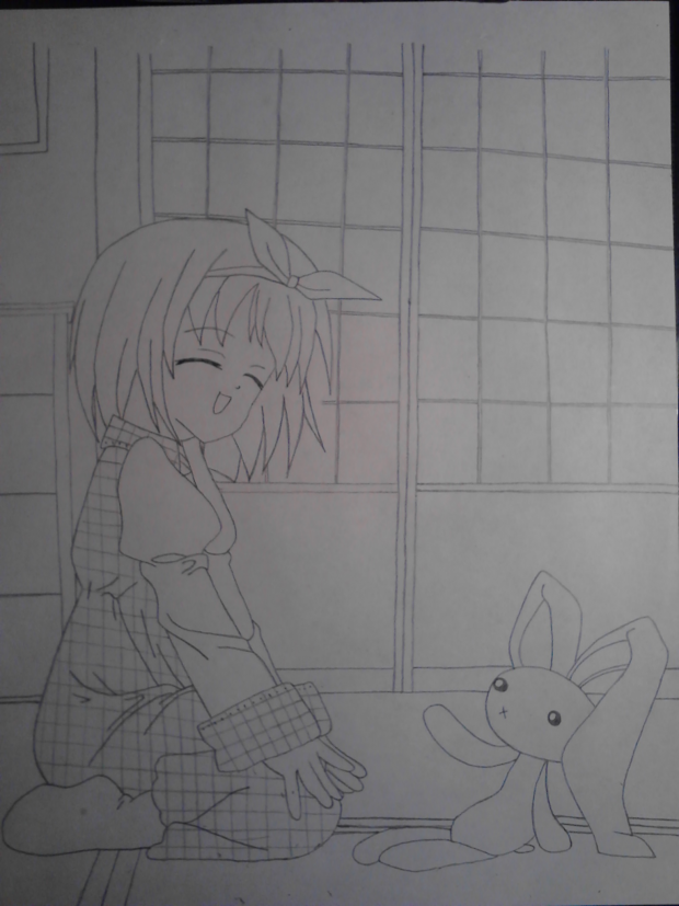 Girl with bunny Drawing