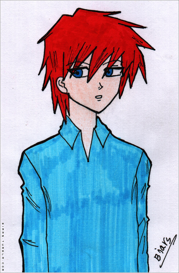Anime boy with red hair