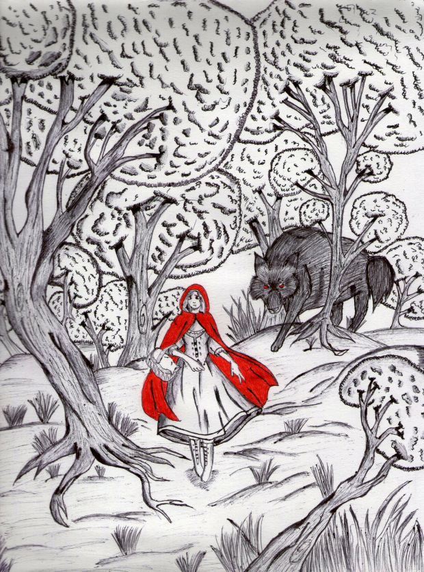 Red Riding Hood-Pen Sketch