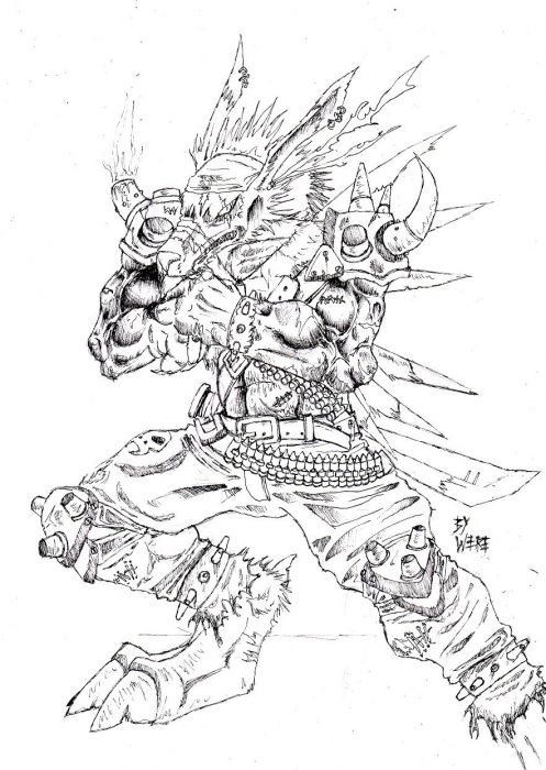 Venom Weregarurumon [lineart]