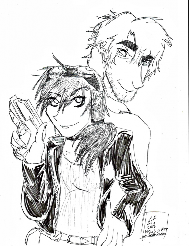 Zelda and Sean (pen and ink)