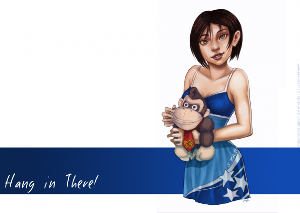 SFTA Charity Gift Art: Jill Valentine with Donkey Kong Plushie