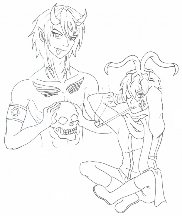 Lucan and Kubinashi-Lineart