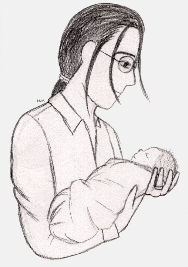 Cradling His Infant Son