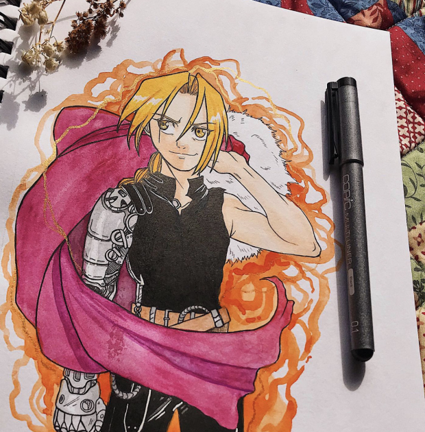 Edward Elric ~ (watercolor/ink)