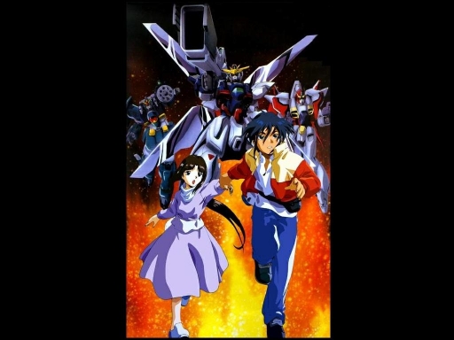 Garrod and Tiffa with Gundams