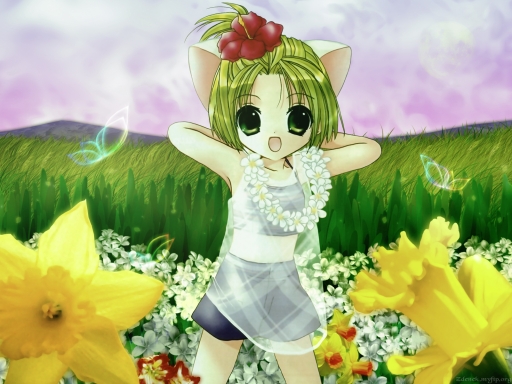 Dejiko Amidst Flowers