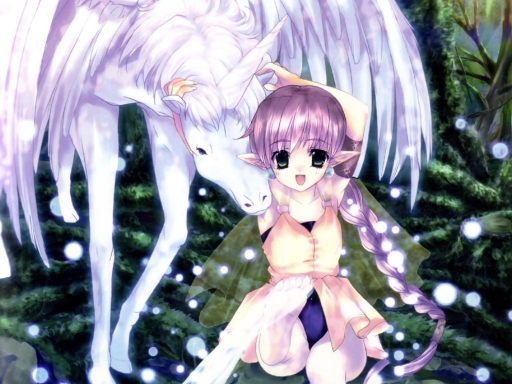 Anime Girl And Unicorn