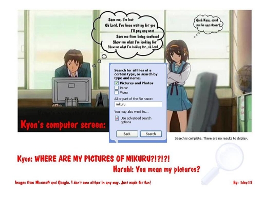 Kyon can't find what he's...
