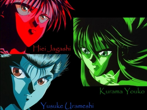 yusuke, hiei, and kurama